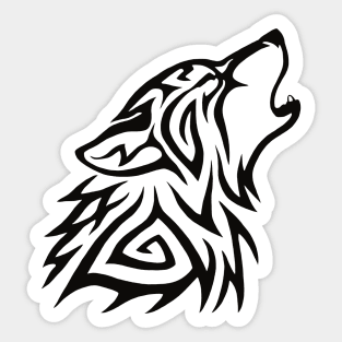 Tribal Wolf Howl Sticker